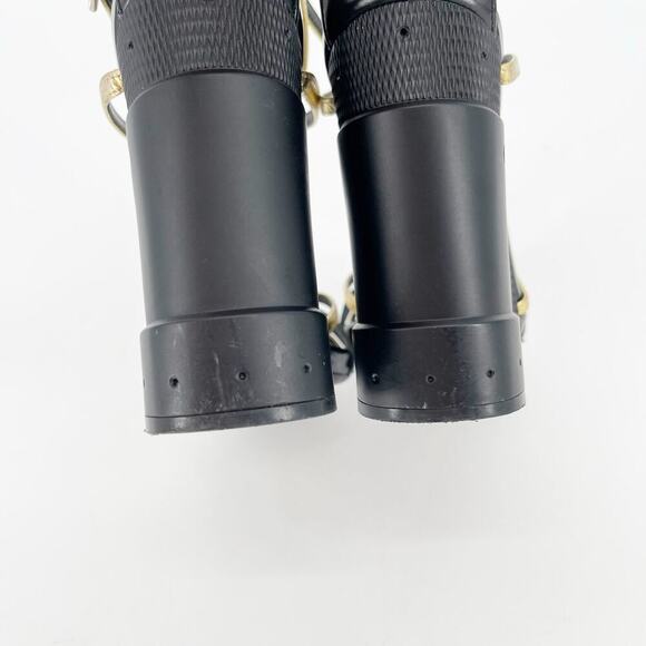 Prada Fall 2014 Runway Black Gold Industrial Metal Wedge Sandal size IT 38.5 - Picture 12 of 15